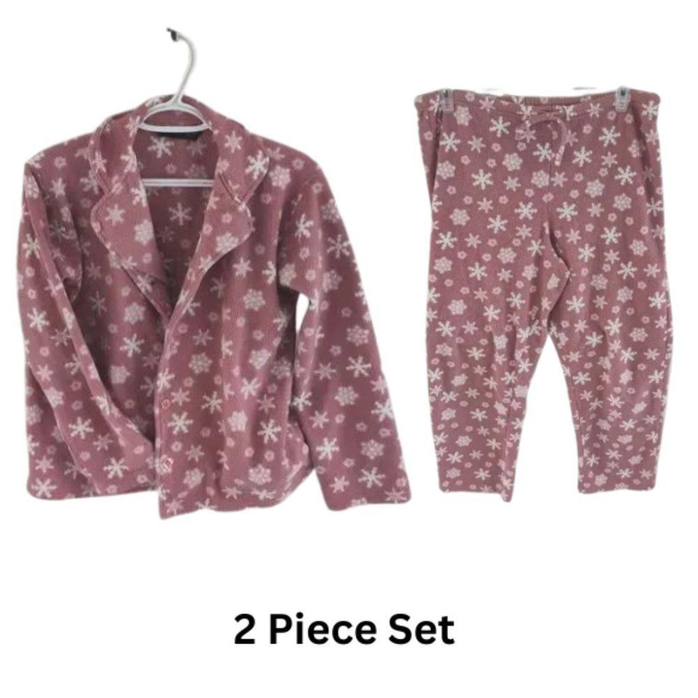 Snowflake Christmas flannel pajama set with pants and top Denver Hayes Size M